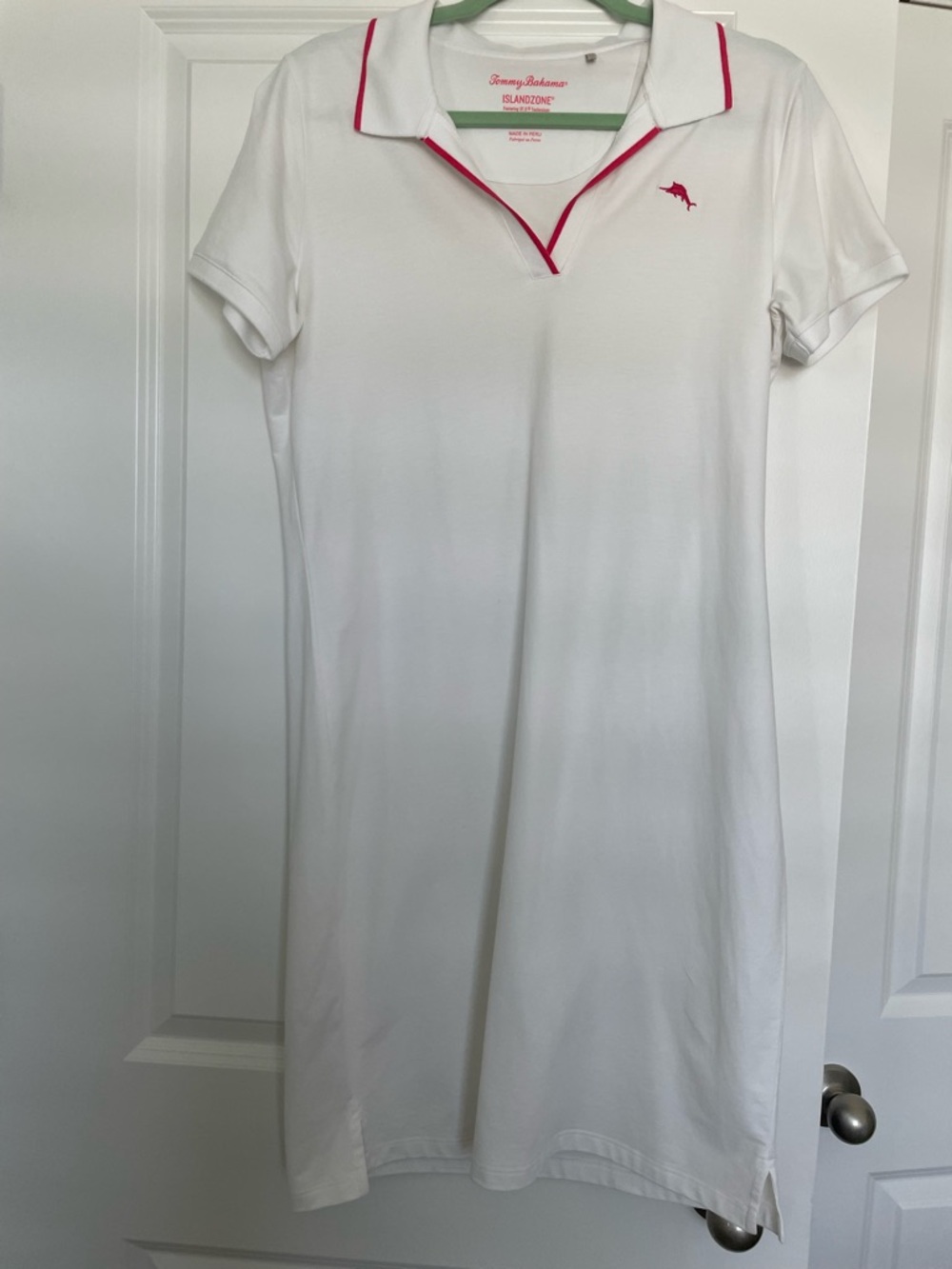 Tommy Bahama White Polo Dress with Pink Trim